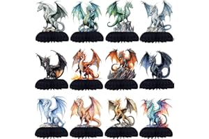BONBEEDESIGN 12 Pack Dragon Table Decorations - Dragon Party Decorations for Kids' Birthday and Themed Events - Dragon Table Toppers