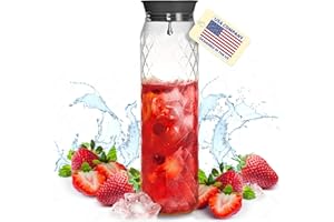 Glass Pitcher - 1.2 Liters / 41 oz, Borosilicate Glass - Water Carafe with Lid - for Hot/Cold Beverages - Milk Jug - Iced Tea