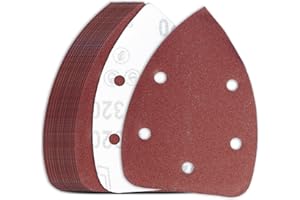 LOUZAGO 60 Pcs 320 Grit Mouse Sandpaper, Aluminum Oxide Detail Sander Sandpaper Mouse Sanding Pads, Hook and Loop Palm Sander