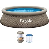 Funsicle Quickset Designer 10' x 30" Round Above Ground Swimming Pool, with FiltraBoost 400 GPH Filter Pump, Type I Filter Cartridge &amp; Repair Patch, Triple Basketweave Print