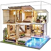 Spilay DIY Miniature Dollhouse Wooden Furniture Kit,Handmade Mini Home Model with Dust Cover & Music Box,1:24 Scale Creative 