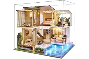 Spilay DIY Miniature Dollhouse Wooden Furniture Kit,Handmade Mini Home Model with Dust Cover & Music Box,1:24 Scale Creative 