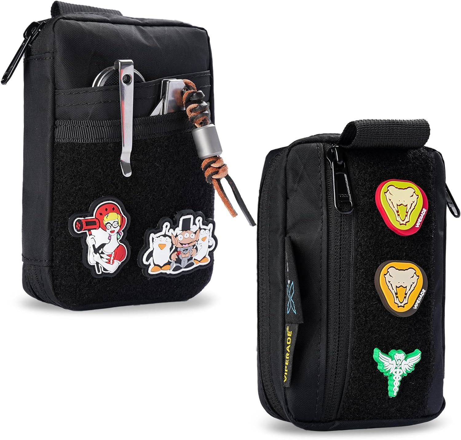 VIPERADE VE26 EDC Pouch Organiser with 11 Compartments, Small Tool Pouch with DIY Patches Area, Micro EDC Pocket Organiser for Mutitools