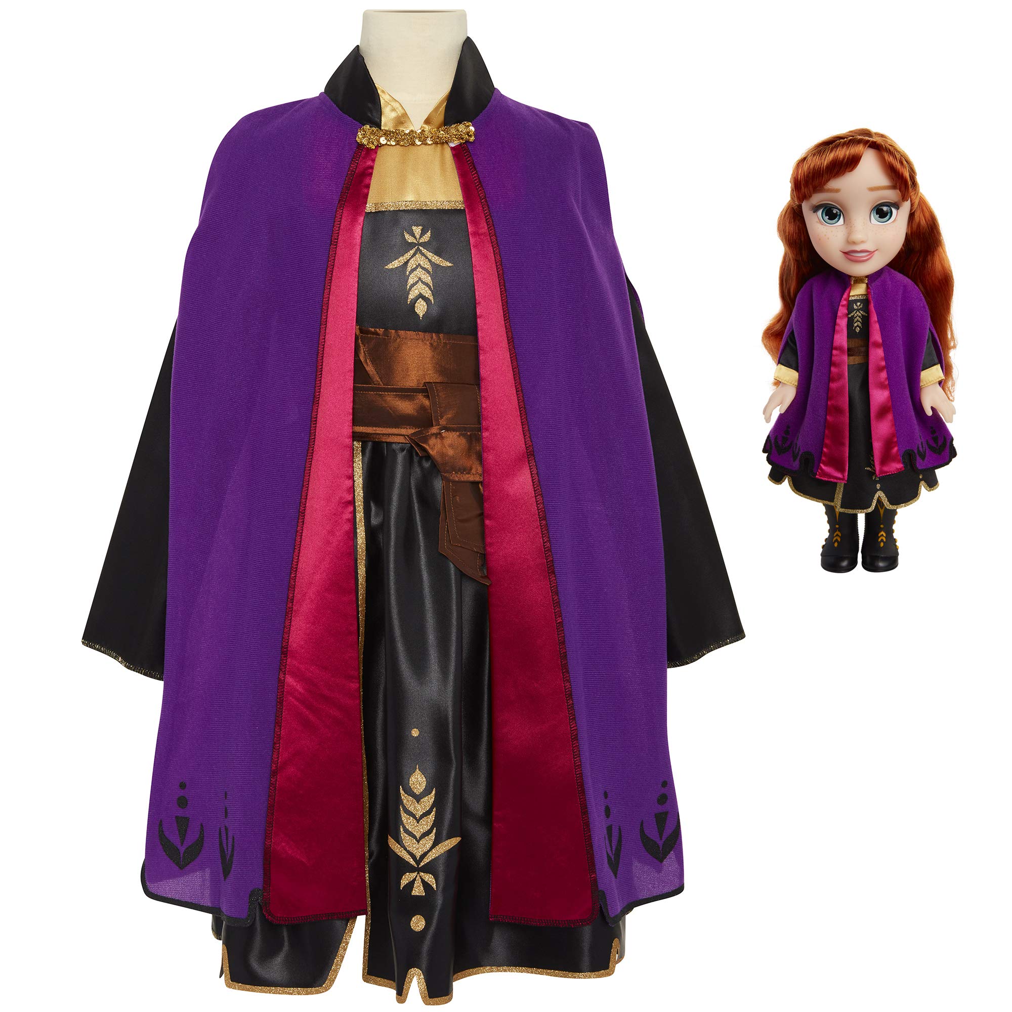 Disney Frozen 2 Anna Adventure Doll 14" Tall, Comes with Anna's Adventure Dress Costume for Girls Features Violet Travel Cape - Fits Sizes 4-6X, For Ages 3+