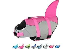 Dogcheer Dog Life Jacket Shark, Adjustable Dog Swim Life Vest for Swimming Boating with Superior Buoyancy & Rescue Handle, Ripstop Pet Float Vest Coat for Small Medium Large Dogs (Pink, S)