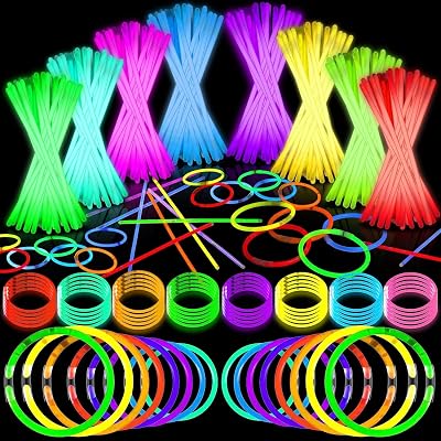 DELEE 200Pcs Glow Sticks Glow Party Pack Neon Bracelets Connectors