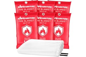 Safewayfire Emergency Fire Blanket - 6 Pack, 40'' x 40'' Fire Suppression Blanket for Kitchen, Fireproof Fiberglass Blanket for Home Safety, Swift Safe Fiberglass Fire Blankets