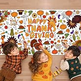 OHOME Thanksgiving Giant Coloring Poster/Tablecloth-Thanksgiving Crafts for Kids-30 x 72 Inches Jumbo Paper Coloring Banner Games Activities Essentials for Kids Gifts - Thanks Giving Decorations Decor