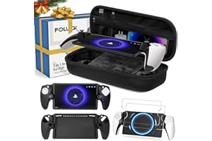 Foluck 3 in 1 Accessories Set for PlayStation Portal Remote Player, EVA Carrying Case for PS5 Portal, Soft Silicone Protective Cover Skin, 2pcs Screen Protectors, PlayStation PS Portable Console Case