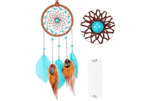 HOLSM-III Mini Dreamcatchers - Goose Feather with Cerulean Blue Beads, Handmade Dream Catcher for Girls, A Dream Catchers for Boys, Dream Catcher Wall Decor