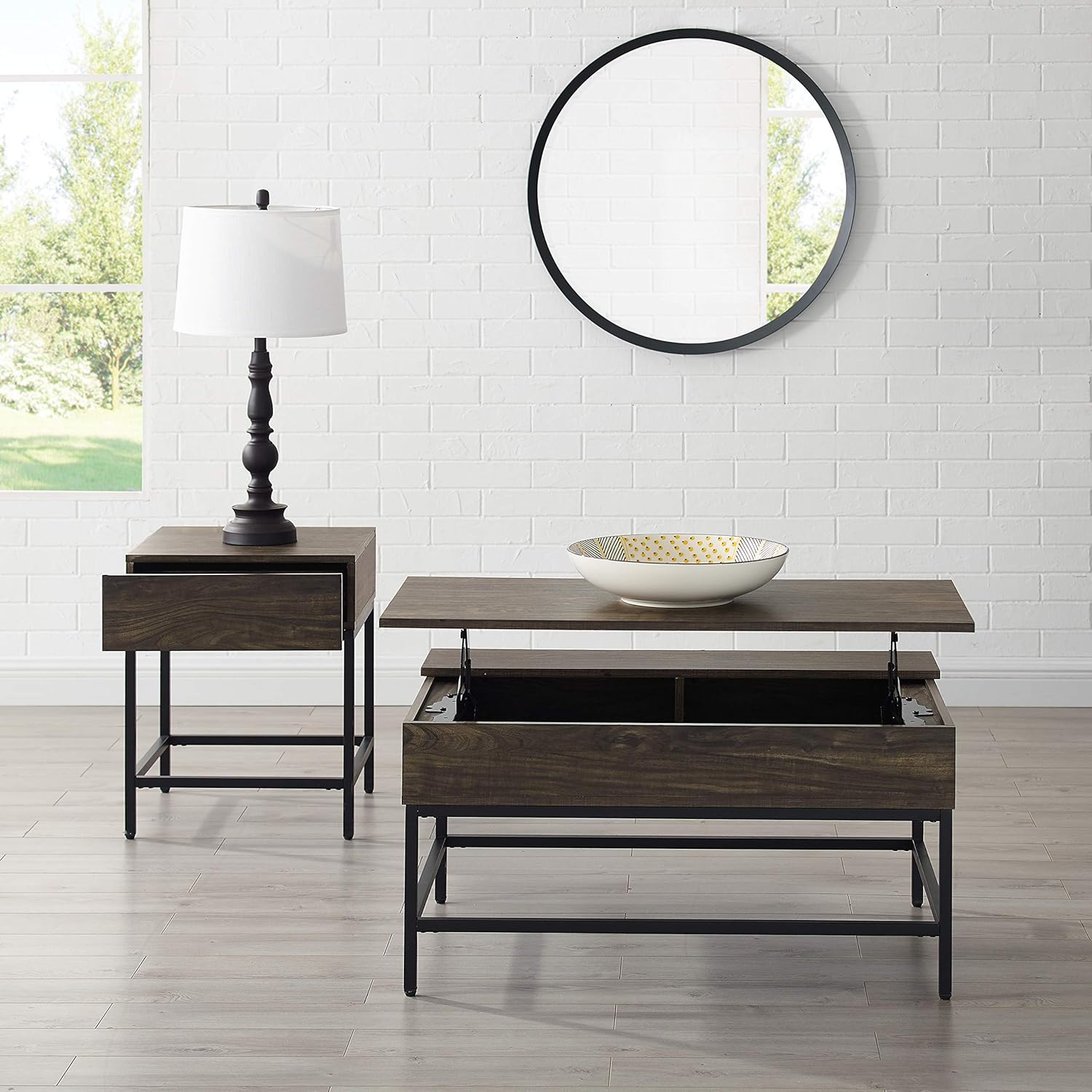 Crosley Furniture Jacobsen Living Room Set, 2-Piece (Coffee & End Table), Brown Ash: Furniture & Decor