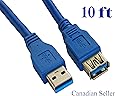 Premium USB 3.0 Type A Male to Type A Female Extension Cable, 10 FT, Blue