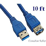 Premium USB 3.0 Type A Male to Type A Female Extension Cable, 10 FT, Blue