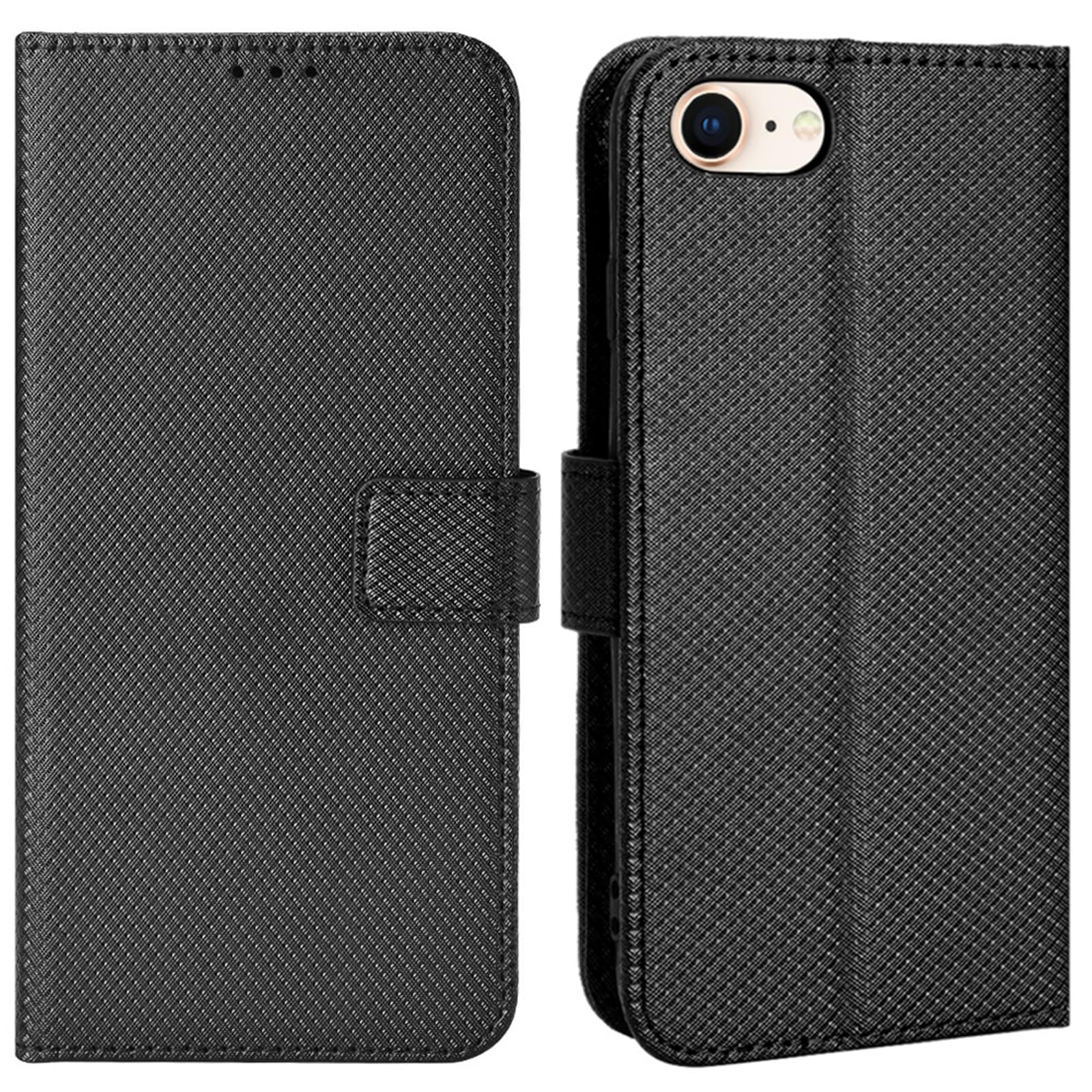 HualuBro iPod Touch 7 Case, Premium PU Leather Wallet Flip Folio Shockproof Phone Case Cover with [Kickstand] [Card Slots] [Magnetic Closure] for Apple iPod Touch 7th Generation 2019 (Black)