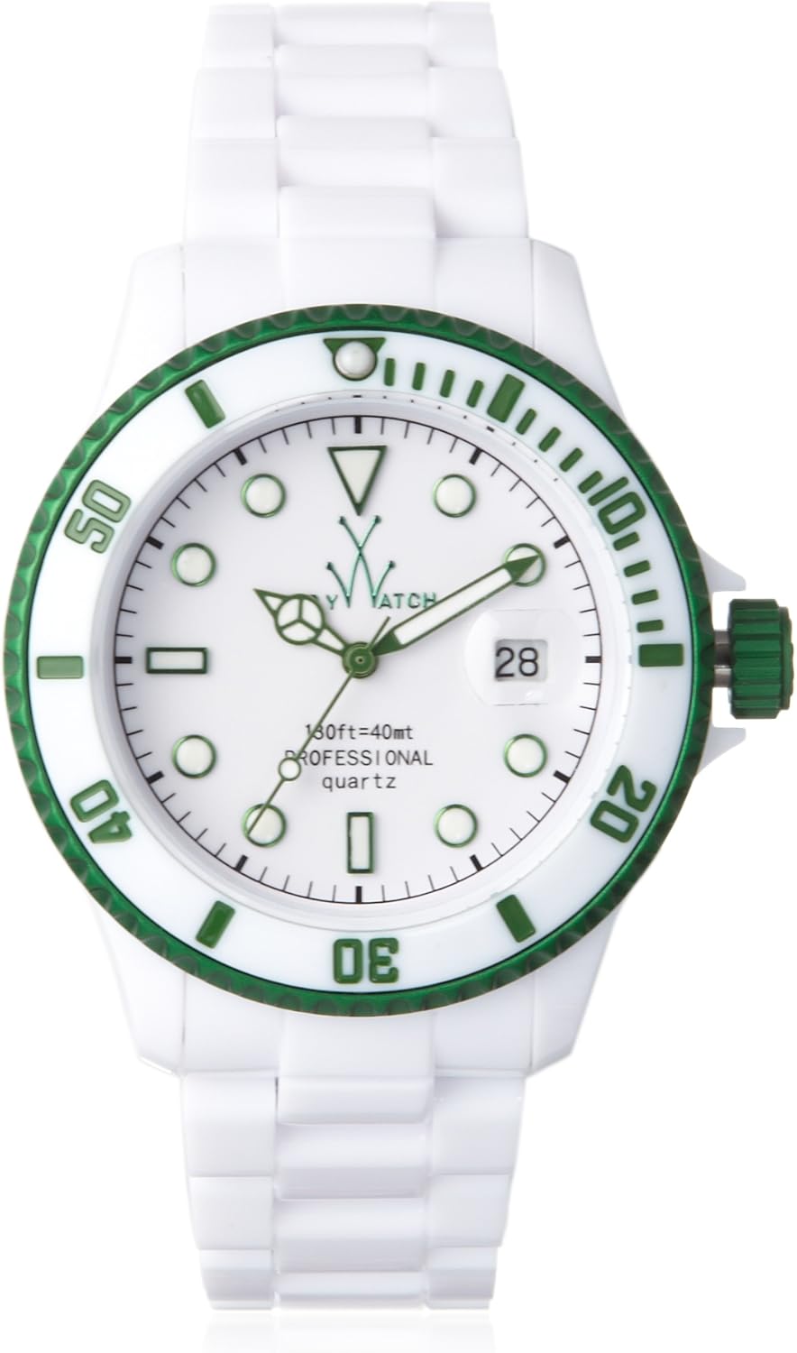 Toywatch Fluo 3 Hand Toy Watch White Green Aluminium Fla01whgr Amazon Co Uk Watches