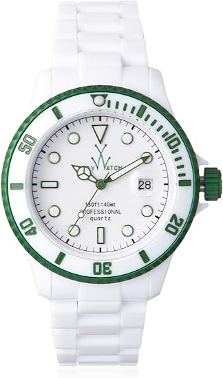 Toywatch Fluo 3 Hand Toy Watch White Green Aluminium Fla01whgr Amazon Co Uk Watches