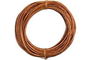 Xsotica-Dye Round Leather Cords -1.5mm Leather Cord (Brown Light Natural, 25 Meter(27 Yard))