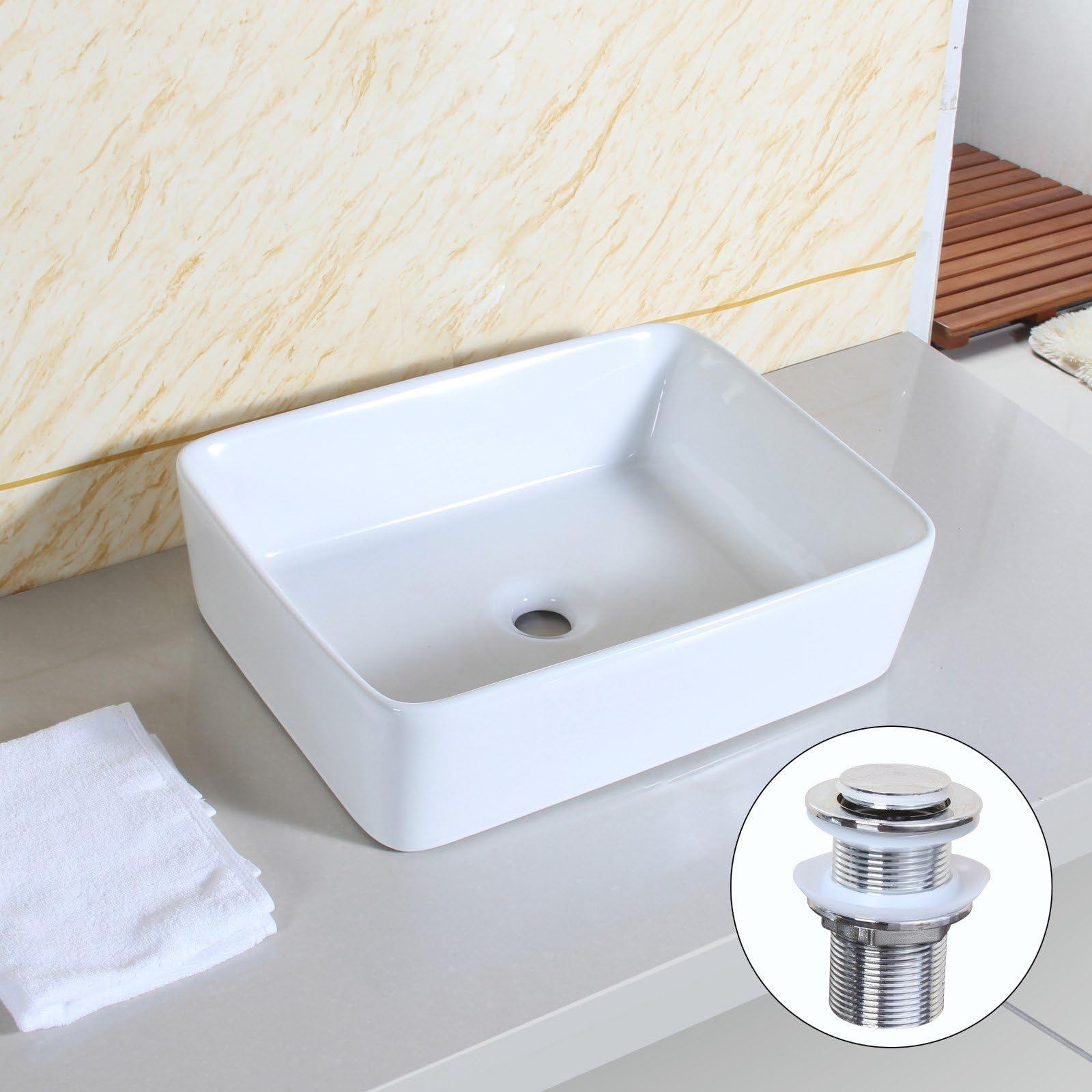 Bathroom Countertop Oval Top Ceramic Basin Sink Free Pop Up Waste Included