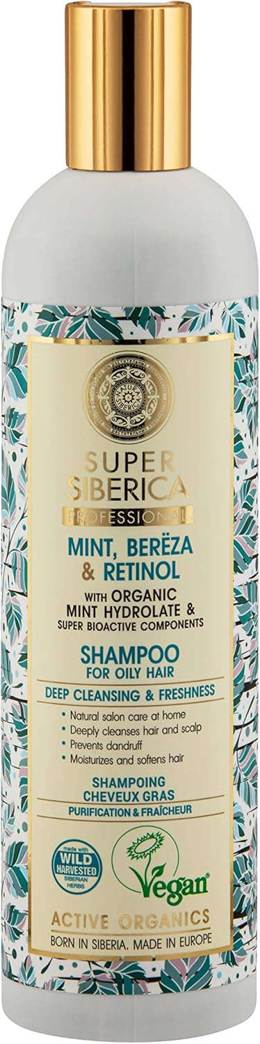 Natura Siberica Super Mint, bereza & retinol. Shampoo for Oily Hair 400 ml, Multicolored, 400 ml (Pack of 1)