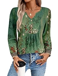 Zeagoo Women's Dressy Casual Tops Floral Boho Shirt