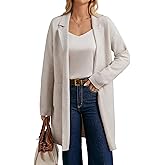 GRACE KARIN Women Long Sweater Blazers, 2025 Open Front Knit Cardigan, Dressy Soft Lapel Jacket with Pockets