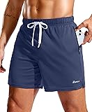Pudolla Men's Workout Running Shorts with Zipper
