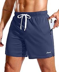 Pudolla Men's Workout Running Shorts with Zipper