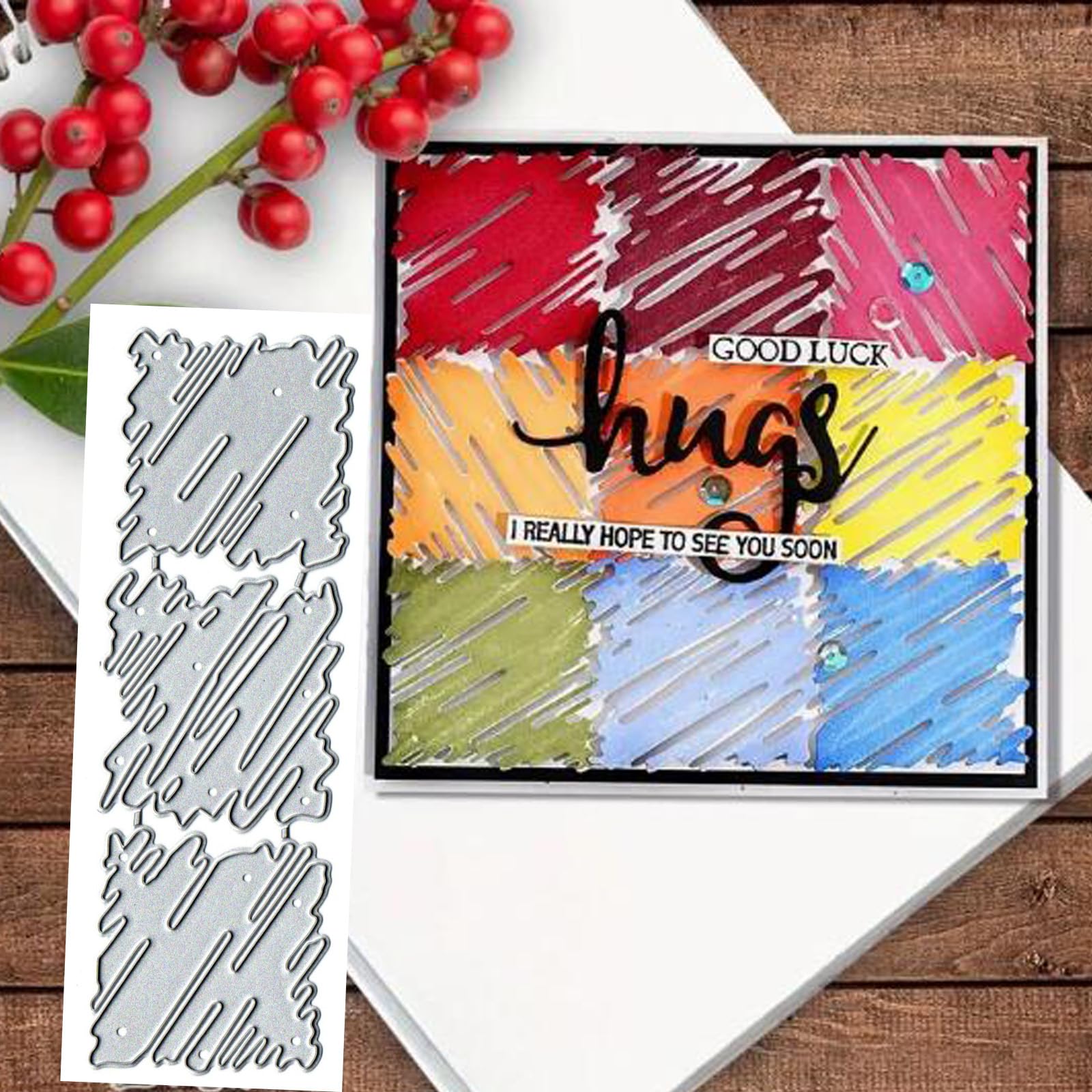 3pcs Painted Background Metal Die Cuts for Card Making,Square Frame Card Cutting Dies Cut Stencils DIY Scrapbooking Album Decorative Embossing Paper Card Embossing Craft