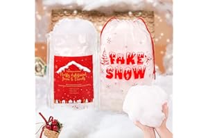 FIGHTING TO ACHIEVE Christmas Fake Snow Decor 520g/18.3oz Fluffy Artificial Snow for DIY Mantle Table Village Nativity Christmas Tree Displays, Soft Cotton Fake Snow and Clouds for Winter Indoor Outdoor Party Decorations