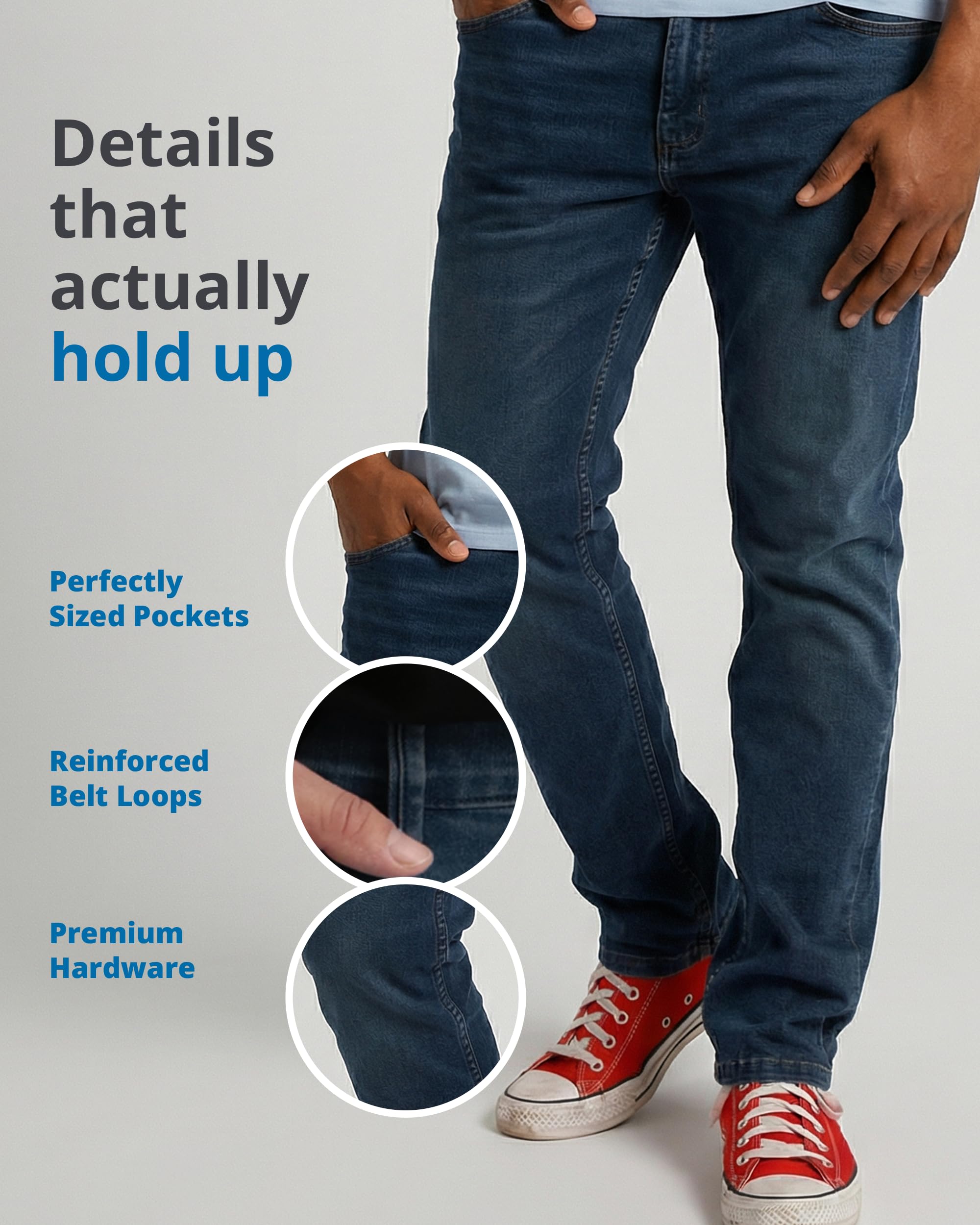 The Perfect Jean Slim Thick Slim Fit Jeans for Men, OG Stretch Denim (Admiral - Med Blue, 36W x 32L)