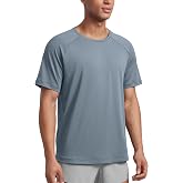CRZ YOGA Breathable Texture Crewneck T-Shirts | Workout, Quick Dry, Lightweight, Classic Fit, Round Scallop Back, Short Sleeve Shirts for Men