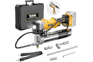 Ecarke Cordless Grease Gun Compatible with DeWalt 20V Battery, 12000PSI Max Electric Grease Gun, Dual Pistol & in-Line Grip, Works with Bulk & Cartridge Grease, with 39" Hose & 4 Couplers (Tool Only)