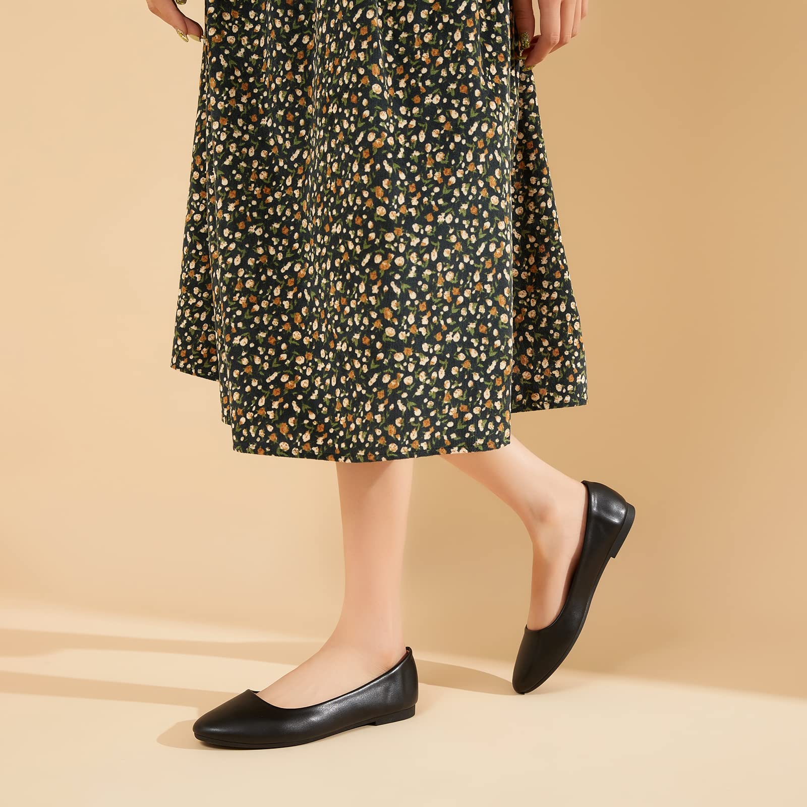 Hash Bubbie Women's Flats Shoes Ballet Flats Dress Shoes Comfortable PU Leather Slip on Shoes for Women