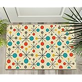 Retro Front Door Mat Small Entryway Rug Carpet 2x3 Non Slip Washable Mid Century Modern Indoor Doormat Floor Mats for Kitchen Bathroom Bedroom Entrance Entry (Yellow)