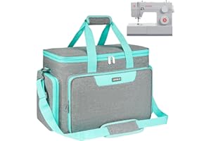 LEFOR·Z Sewing Machine Carrying Case Bag Compatible with Most Standard Singer,Brother,Janome with Multiple Storage Pockets,Travel Tote Bag with Shoulder Strap for Sewing Machine and Supplies(Grey/Green)