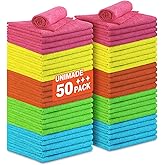 UNIMADE Microfiber Cleaning Cloth, 50PK Reusable Shop Rags Bulk Microfiber Cleaning Cloth Lint Free Cleaning Towels for Car Kitchen Automotive Bar Mechanic Restaurant Garage, 11.5"x11.5", Multicolor