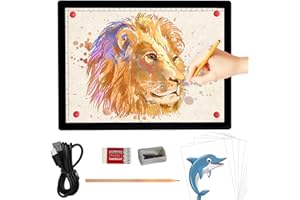 A4 Rechargeable Light Box, iVAOOZE Wireless Magnetic Tracing Light Pad, 5 Levels Brightness Artcraft Light Table, Cordless Battery Powered Light Drawing Board for Diamond Painting Cricut Weeding Vinyl