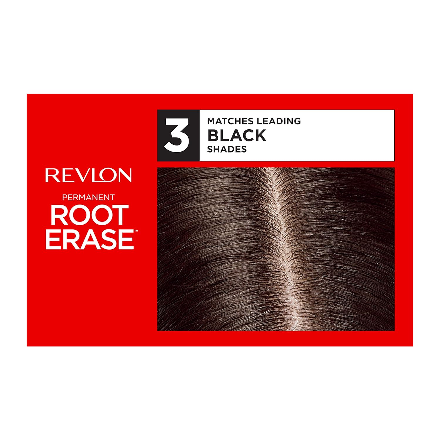 Revlon Root Erase Permanent Hair Color, At-Home Root Touchup Hair Dye with Applicator Brush for Multiple Use, 100% Gray Coverage, Black (3), 3.2 Fl Oz: Beauty