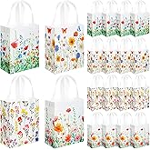 Wesnoy 24 Pcs Floral Gift Bags with Handle Wildflower Reusable Non Woven Tote Bags for Wedding Birthday Party Favor Supplies