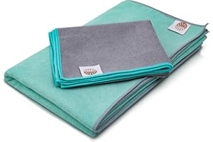 YOGA DOOD Large Yoga Mat Towel for Hot Yoga – Non Slip Large Microfiber Yoga Mat Towel & Compact Gym Towel – Absorbent, Full-Length Workout Towel Perfect for Hot Yoga - Pack of 2 Towels