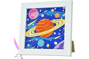 Aclarastra Diamond Painting Kits for Kids - Space Diamond Art for Kids Boys Gifts Ages 6-8-10-12, Mosaic Dot Gem Art Painting Kit with Frame, Space Themed Gifts Toy Decor Arts and Crafts for Boy Girl