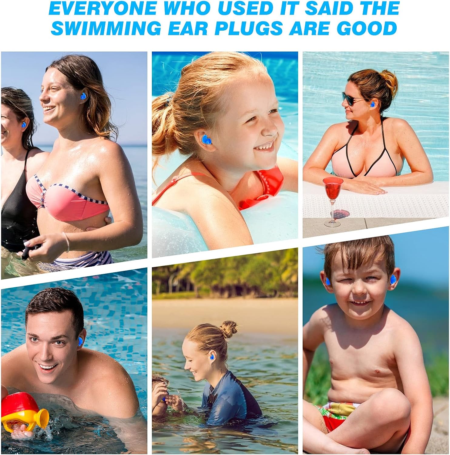 Swimming Ear Plugs, 2021 Pink Blue 4 Pairs AiBast Professional Waterproof Reusable Silicone Earplugs for Swimming Showering Bathing Surfing and Snorkeling with ​Boxes, Suitable for Kids and Adult: Health & Personal Care