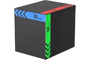 papababe 3-in-1 Plyometric Jump Box Workout Equipment, Box Jumps for Home Gym, Trainer with Anti Slip Surface and High Density Foam, Box Height: 20", 24", 30"