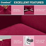 Granbest High Stretch Sofa Cover 3 Seater Wine Red Non Slip Jacquard Spandex view 3