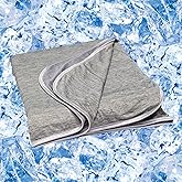 DouxDosy Cooling Blanket for Hot Sleepers - Summer Blanket Thin Lightweight for Bed, Q-Max>0.4, Breathable, Double-Sided, Absorbs Heat to Keep Body Cool from Night Sweats, 90"x90" Queen Size, Grey