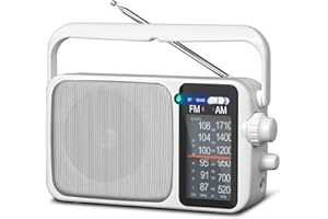 YOWGULF AM FM Radio with Best Reception,Bluetooth Portable AM FM Transistor Radio,Battery Operated or AC Power,Large Dial,Headphone Jack, Gifts for Seniors Elderly