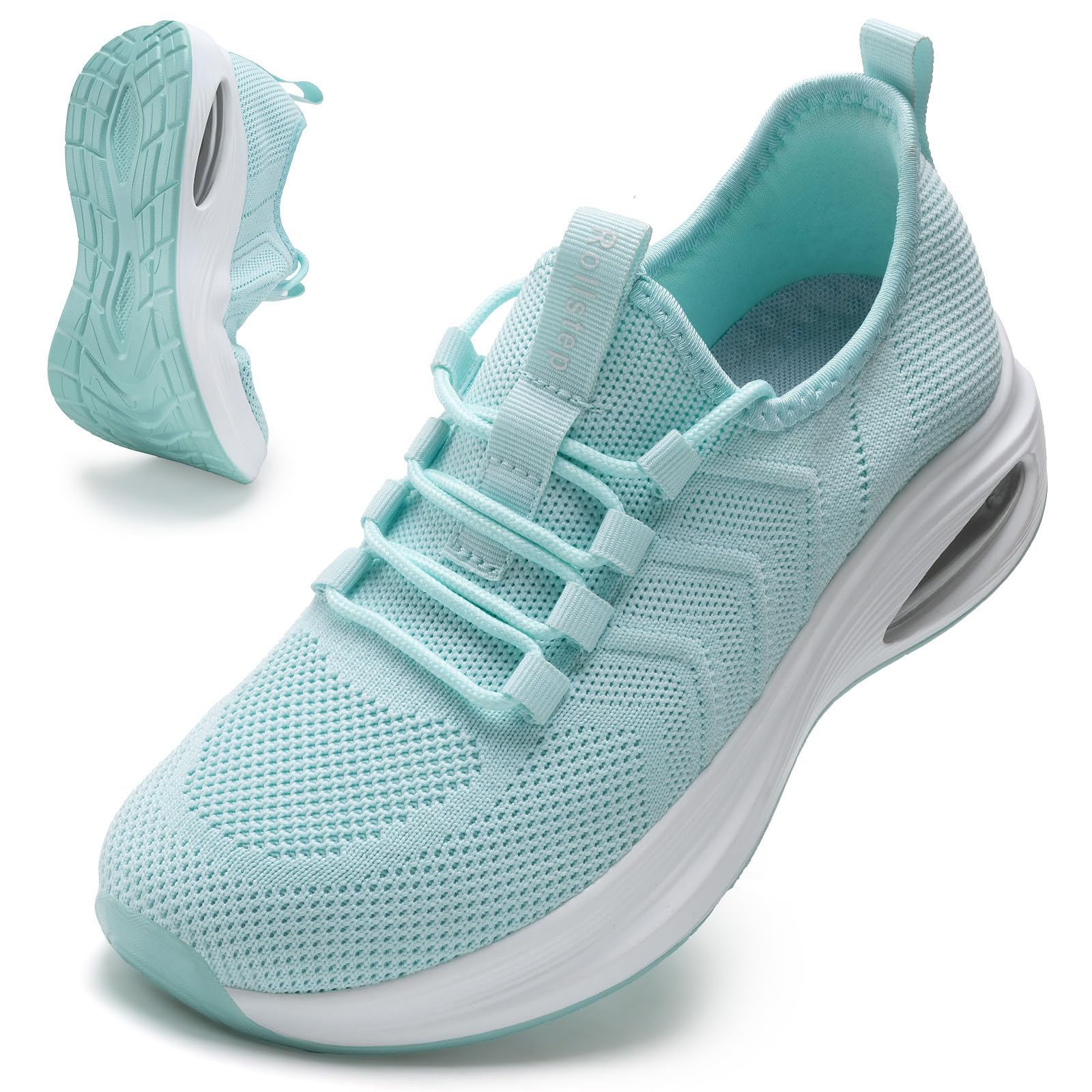 Photo 1 of Rollstep Wide Toe Box Shoes Women Extra Wide Width Sneakers Diabetic Air Cushion Road Running Shoes Ultra Light Wide Tennis Sneakers Gym Training Breathable Walking Shoes Mint 37