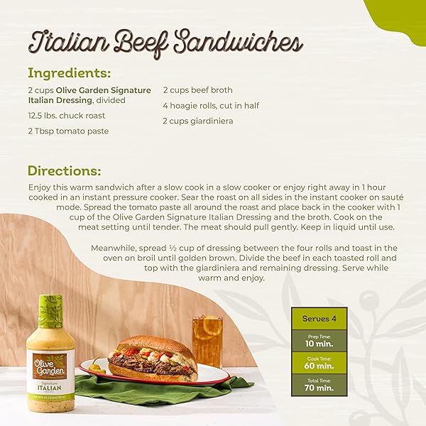 OLIVE GARDEN SIGNATURE ITALIAN DRESSING, 36 FL. OZ., MADE WITH ITALIAN SPICES, OIL AND VINEGAR, PERFECT CHICKEN MARINADE, SANDWICH SPREAD OR SALAD DRESSING