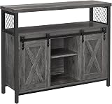 VASAGLE Sideboard Kitchen Cabinet with Sliding Doors 33x100x80 cm Stone Grey