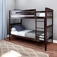 Max & Lily Bunk Bed Twin over Twin, Solid Wood Bunk Bed Frame with Ladder for Kids, 14" Safety Guardrails, Easy Assembly, No Box Spring Needed, Espresso